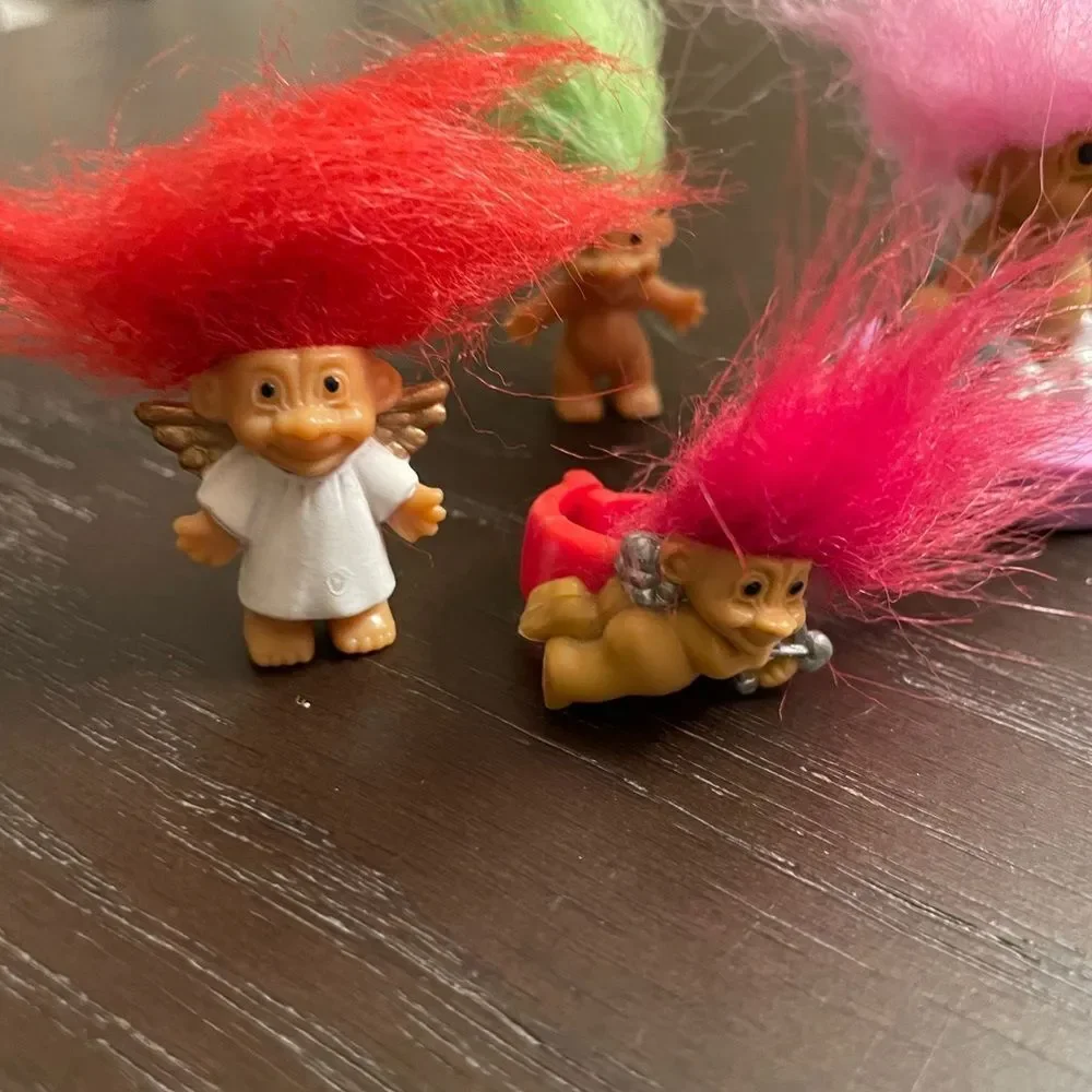 Russ Vintage Troll Lot Cupid Ring Pencil Toppers Easter lot of 9